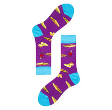 Load image into Gallery viewer, Breakfast on Purple Crazy Socks - Crazy Sock Thursdays
