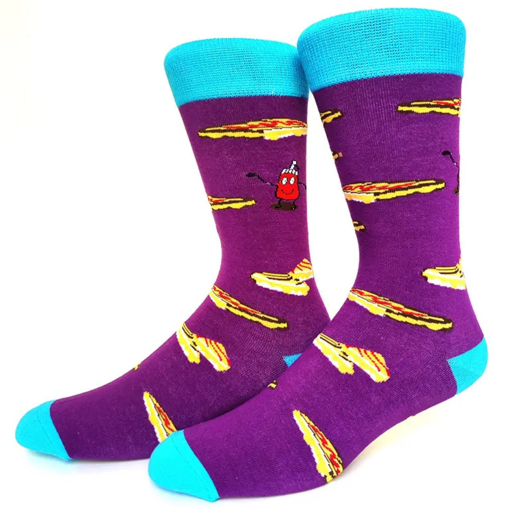 Breakfast on Purple Crazy Socks - Crazy Sock Thursdays