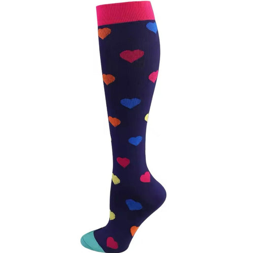 Colourful Love Heart High Compression Socks - Crazy Sock Thursdays