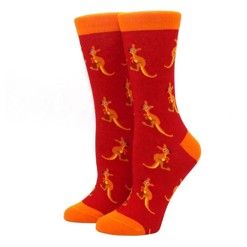 Kangaroos on Red Crazy Socks - Crazy Sock Thursdays