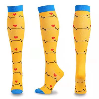 Yellow Heart Beat High Crazy Socks - Crazy Sock Thursdays